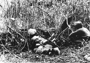 A unit of the 7th Indian Division, part of the 14th Army, on the Arakan Front, Burma