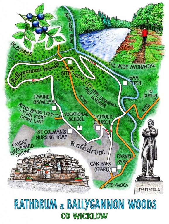Claire's map Walk of the Week - 13 August - Rathdrum and Ballygannon Woods