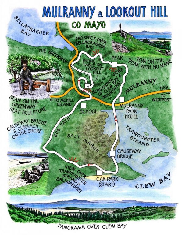Walk of the Week - 11 Sept - Mulranny & Lookout Hill Claire's map
